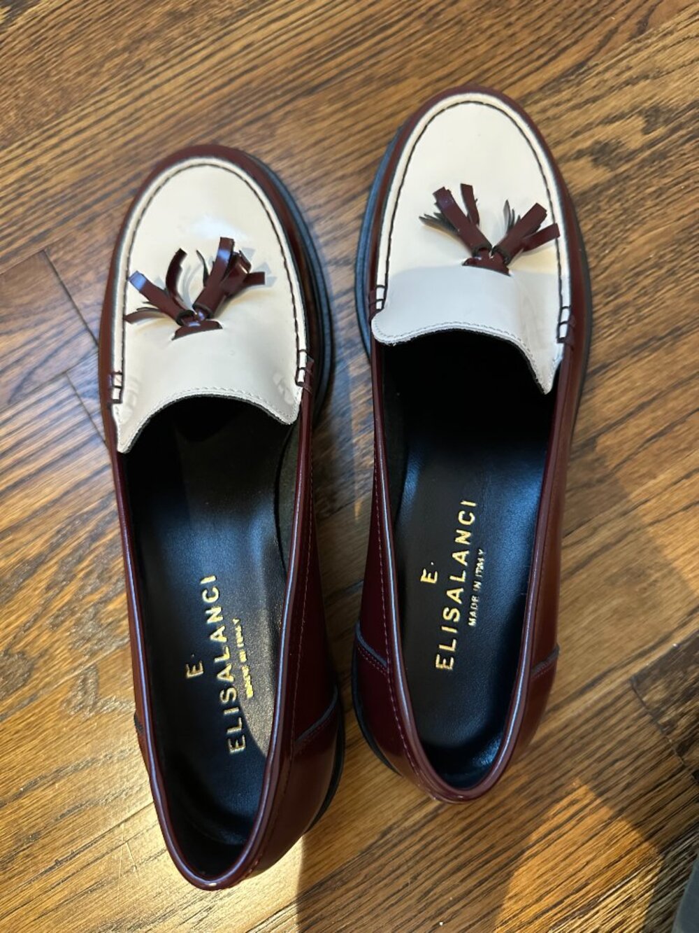 Elisa Lanci Two-Tone Burgundy Loafers - BRAND NEW - Picture 3 of 5
